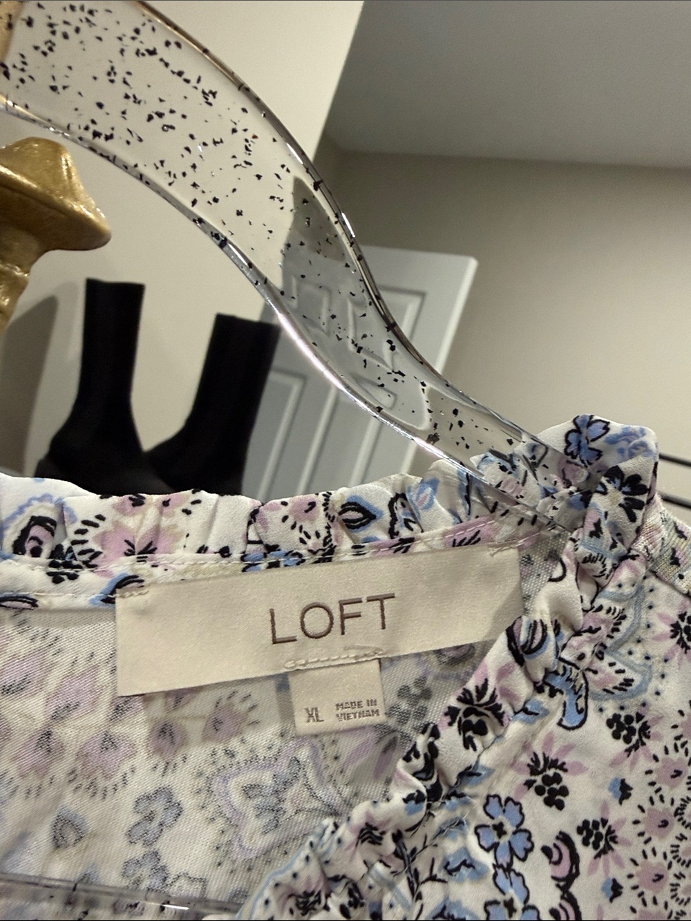 Loft Light Blue Paisley Flutter Sleeve Top XL - Picture 3 of 4